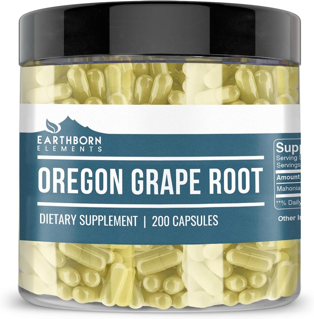 Earthborn Elements Oregon Grape Root 200 Kapsler, ren og ufortynnet, Ingen tilsetningsmidler