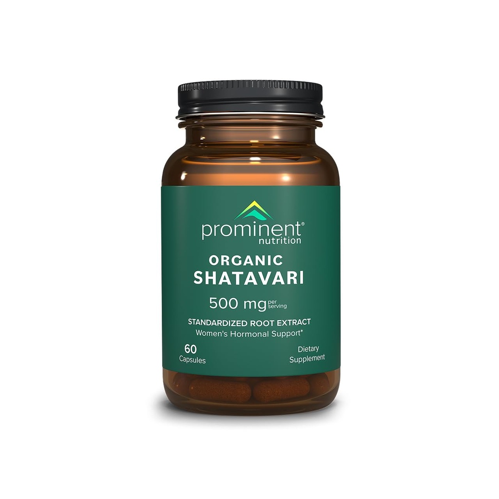 Prominent ernæring Organic Shatavari Kapsler, Hormone Støtte for kvinner, 500 mg, 60 greve, standardisert rotekstrakt for kvinners helse - 1 pakke