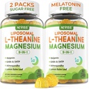 Liposomal L-Theanine 200mg Magnesium Glycinate 400mg Gummies med GABA, 5HTP, Apigenin, vitamin B6 & D3, Ashwagandha, sitron Balm Leaf, Melatonin Free Sleep Chewable for Relax Mood & Muscle, 2 Pakker