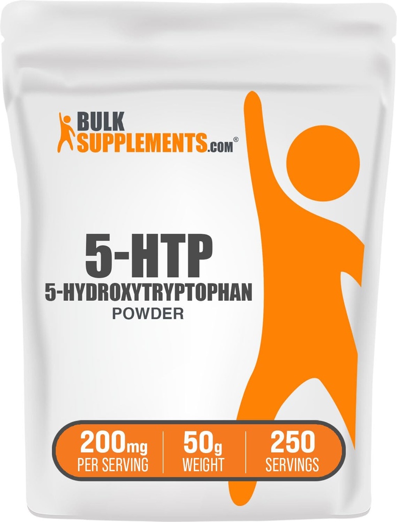 BulkSupplements.com 5-HTP pulver - 5-hydroxytryptophan, 5 HTP Supplement - 5-HTP 200 mg, Mood Support Supplement - Glutenfri, 200 mg per servering, 50g (1,8 oz) (Pack of 1)