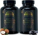 Aktivert kokos Charcoal Capsules - Støtter Helse - Vegansk, organisk, ikke-GMO, Ingen additiver - X-Stor flaske 210 Count - Pakke med 2