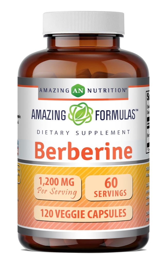 Amazing Formler Berberine Supplement |1 Mg per Serving | Veggie Kapsler | Ikke-GMO | Glutenfri | laget i USA (1 Pack, 120 Count)