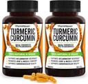 Turmeric Curcumin med BioPerine Black Pepper & 95% Curcuminoids, Maksimal absorpsjon for felles støtte, ikke-GMO Turmeric Kapsler, laget i USA - 180 Veg Caps