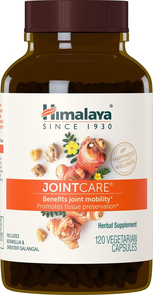 Himalaya JointCare med Boswellia, felles kosttilskudd for menn og kvinner, 1200 mg, 120 kapsler, 1 måneds forsyning
