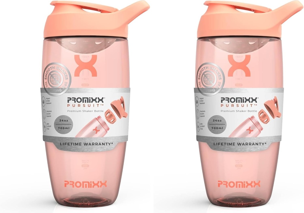 Promixx PURSUIT Protein Shaker Flaske – Premium Sport Blenderflasker for proteinblandinger og kosttilskudd Shakes – lett ren, holdbar protein Shaker Cup (Pack of 2)