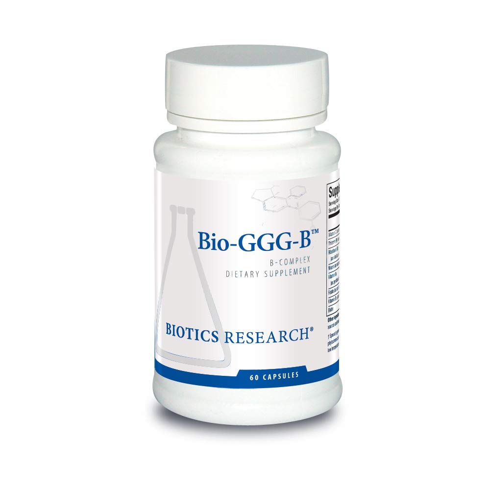 Biotikk Forskning Bio GGG B, B-kompleks, Biokjemisk aktiverte former av B-vitaminer, Thiamin, Riboflavin, Niacin, B6, B12, Folate Produsere energi, Optimer Positiv Mood, Cardiovaskulær Helse 60 Kapsel