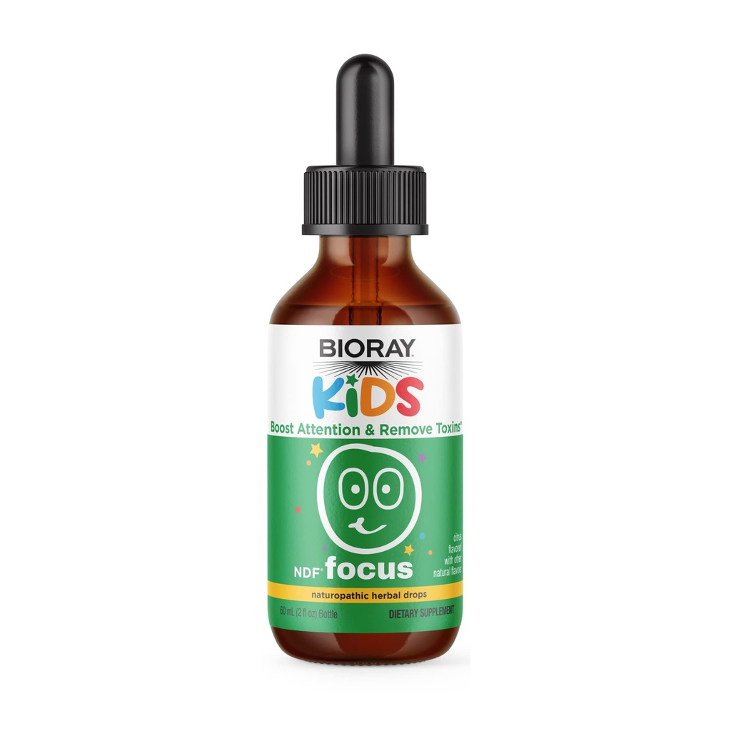 BIORAY Kids NDF Focus, Citrus - 2 fl oz - Støtter Kognitiv funksjon, forbedrer klarhet og fremmer stabil energinivå - ikke-GMO, vegetarisk, glutenfri - 1-2 måneders forsyning
