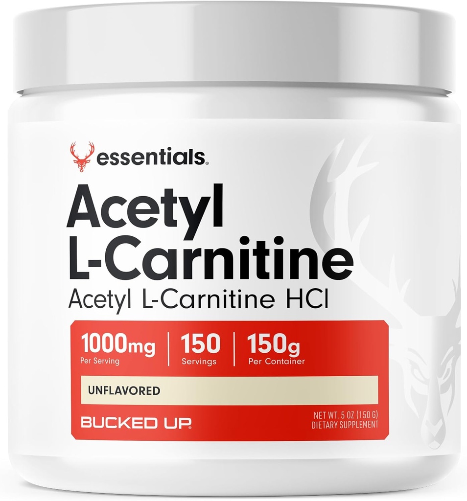 Bucked Up Acetyl L-karnitin 1000 mg pulver, essensielle (150 serveringer, 150 g per beholder)