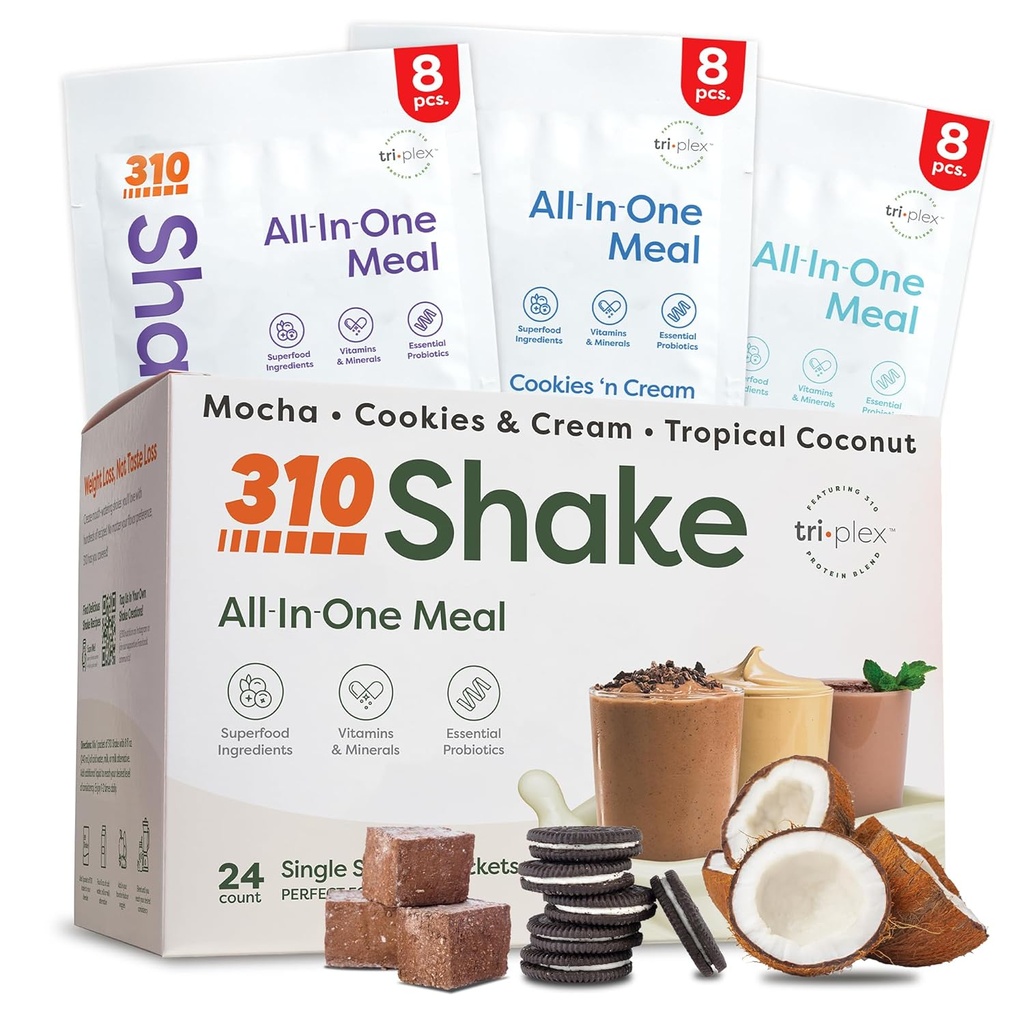 310 Næring – Alt-i-ett-måltid erstatningshake - Ny formel med fiberrik vegansk supermat blanding - naturlige søtstoffer - lav kulhydratshake, keto & paleo vennlig - Glutenfri - 26 essensielle vitaminer og mineraler - Variety Shake Box