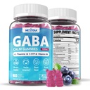 GABA Gummies 500 mg - Sukker-fri ro Gummies med L Theanine, 5-HTP, vitaminer D3, B12, Ashwagandha, Melatonin-fri for hjernen ro, Mood, Zzz Bedre, GABA Supplement for voksen, Blueberry Flavor, 1Pack