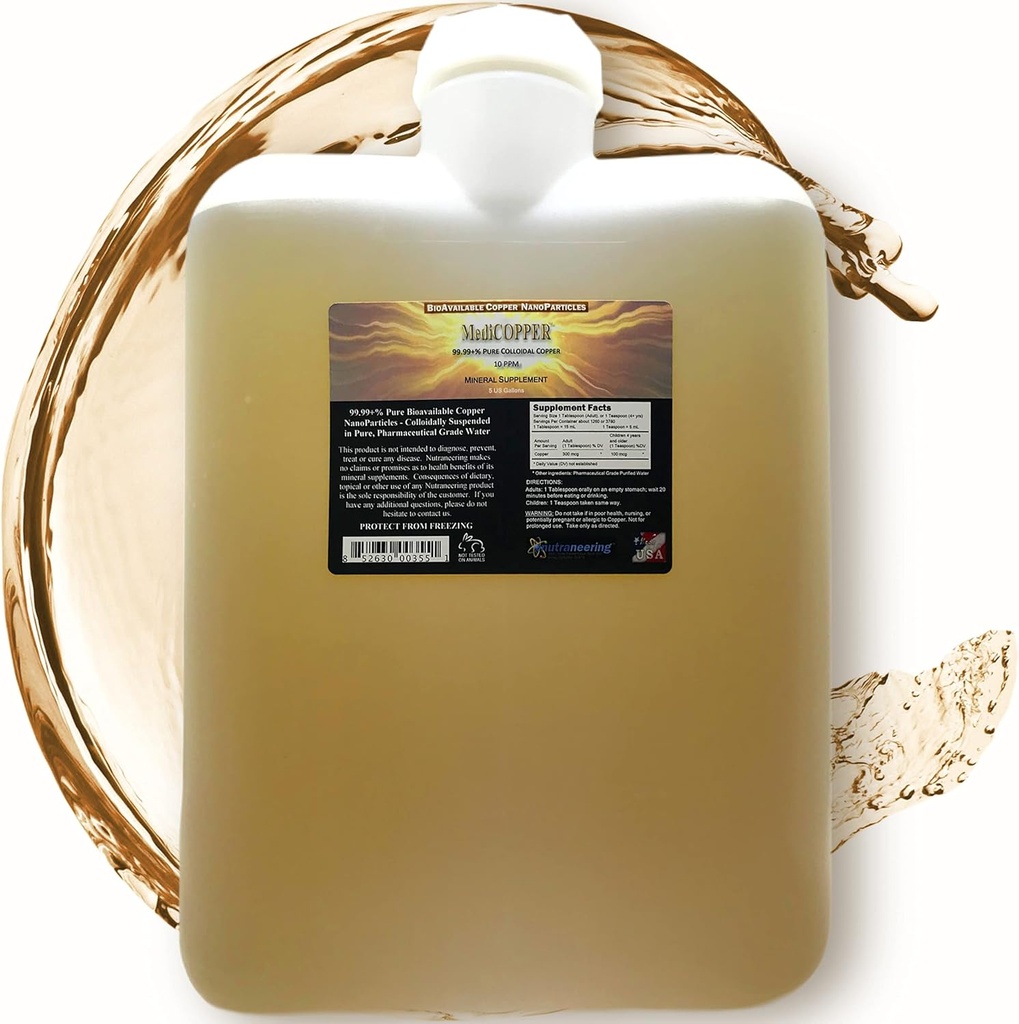 Medicopper Ekte kolloidal kobber kosttilskudd - 5 amerikanske galloner i uunngåelig BPA-fri plast Carboy