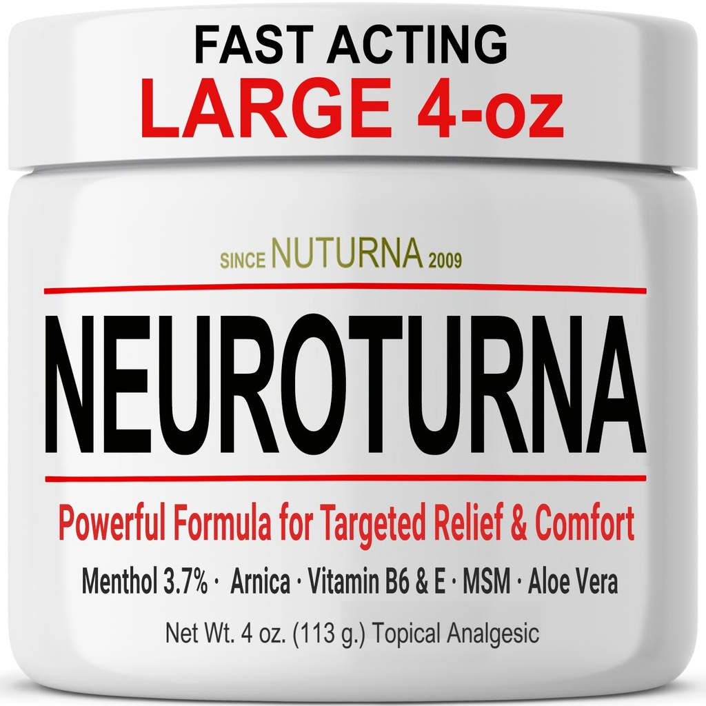 Neuropathy Nerve Relief Cream - Raskt fungerende Max relief for føtter hender ben tåer tilbake - Ultra styrke Menthol Arnica Aloe Vera MSM, beroligende naturlig nerve komfort relief, parabenfri 4 oz