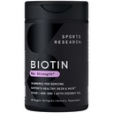 Idrettsforskning® Biotin 10.000mcg med økologisk kokosolje - Biotin (Vitamin B7) for sunn hud og hår støtte* - for kvinner og menn - Vegan, ikke-GMO, Gluten og soya-fri - 30 Veggie Softgels