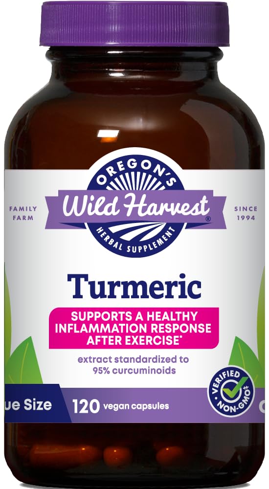 Oregons Wild Harvest Turmeric 120 Vegansk kapsler | Organic Turmeric Curcuminoids med svart pepper for bedre absorpsjon