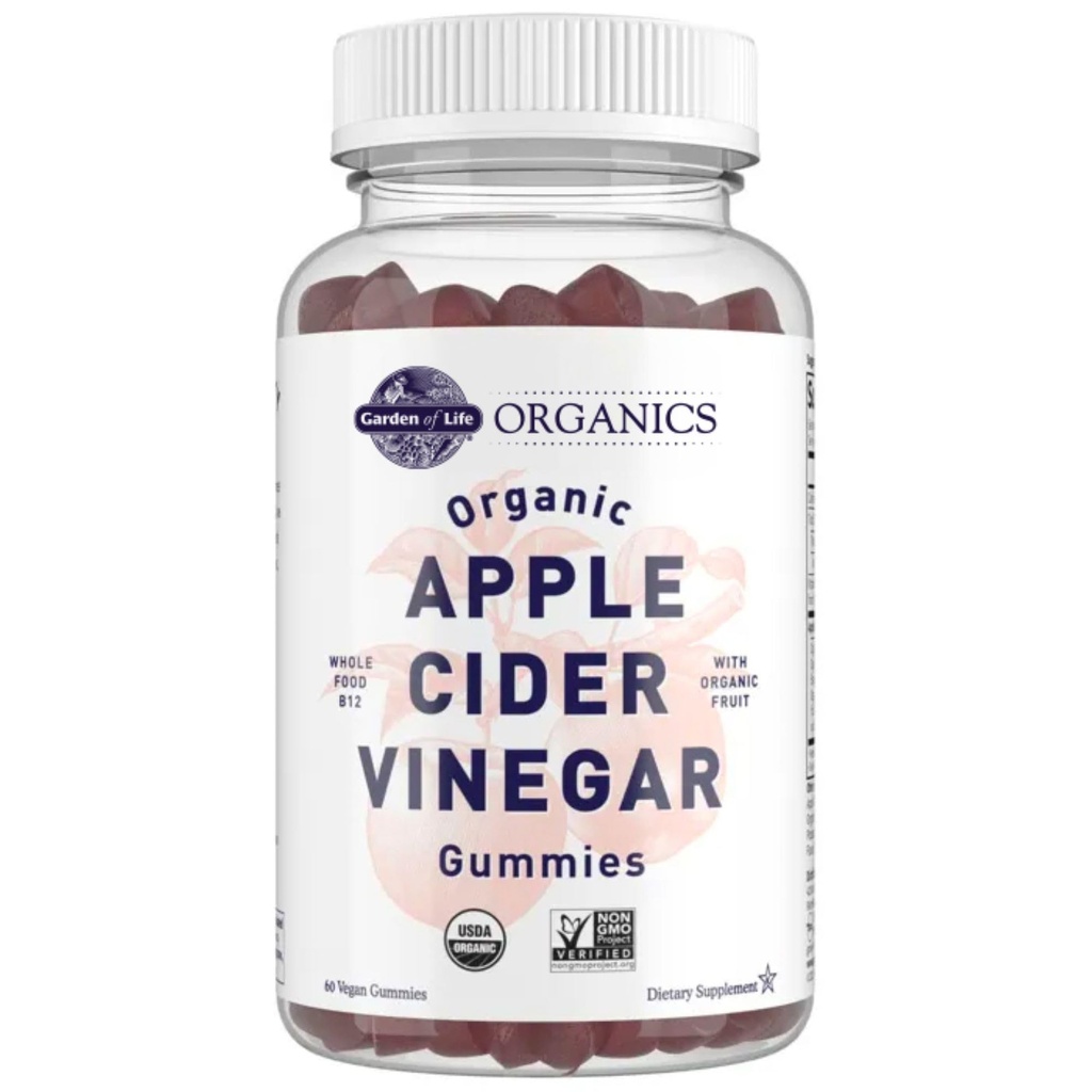 Livshage Apple Cider Vinegar Gummies USDA Organic ACV Gummy Vitaminer laget med ekte frukt blanding, hele mat vitamin B12 - Vegansk, Glutenfri, Ikke-GMO, Kosher - 60 Gummie