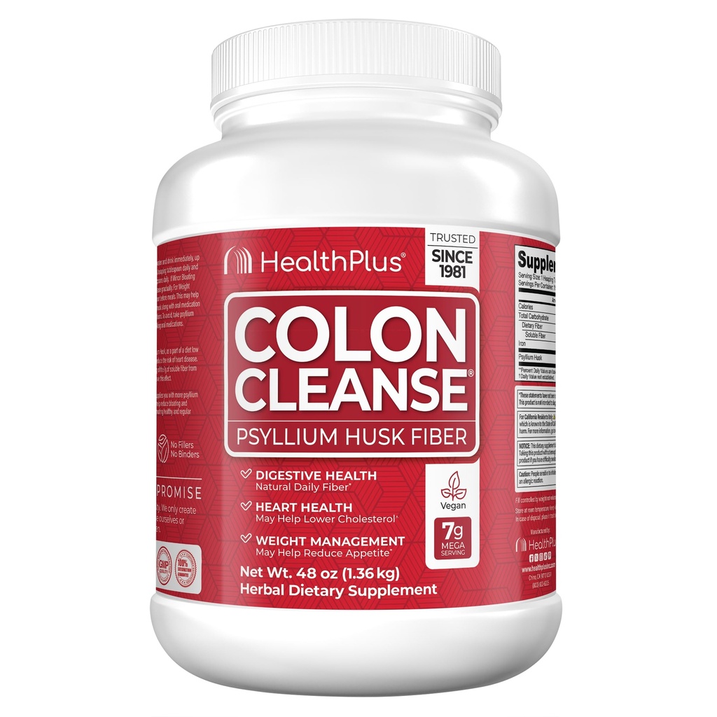 Health Plus Colon Cleanse Digestive Support ® All naturlig daglig fiber for toksin Eliminering å redusere Bloating ® støtter hjerte helse ® 48 ovner, 194 Services