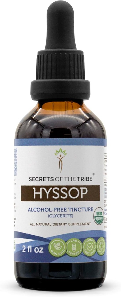 Hyssop USDA Økologisk | Alkoholfri ekstrakt, høy potens Herbal Drops | laget av 100% sertifisert organisk hyssop (Hyssopus officinalis) Tørket urt (2 oz)