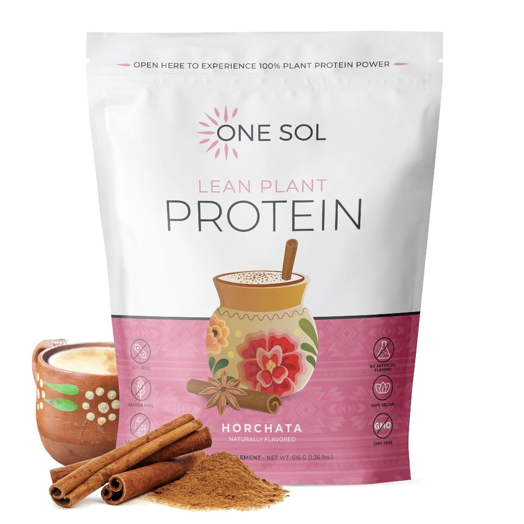 En Sol Lean Plant-basert Protein pulver, Pea & Brown Rice Protein, Lavkarbohydrat, Vegansk Vennlig - Gluten, Laktose, & Soja Gratis - Ingen tilsatt sukker, ikke-GMO, ren ernæring, Ingen blomstring (Horkata)