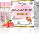 GREENPEOPLE flytende kollagen for kvinner og menn, 2500mg fisk kollagen peptider + Hyaluronsyre + vitamin Bs & C, hår hud negler ledd bein støtte (0,85 fl oz, 10 flasker, grapefrukt)