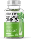 Celery Juice Fiber Gummies for voksne - Prebiotic Celery Juice Gummy for avgiftsstøtte og Supergreens Boost with Celery Juice, Klorofyll, & Prebiotic Fiber - 60 greve