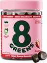 8Grønner Supergreens Beauty Gummies med collagen & Biotin ® Super Greens pulver Superfood Gummy for sunn hud, hår, negler, glød, og fasthet, Superfood Booster, Strawberry Flavored, 50 greve