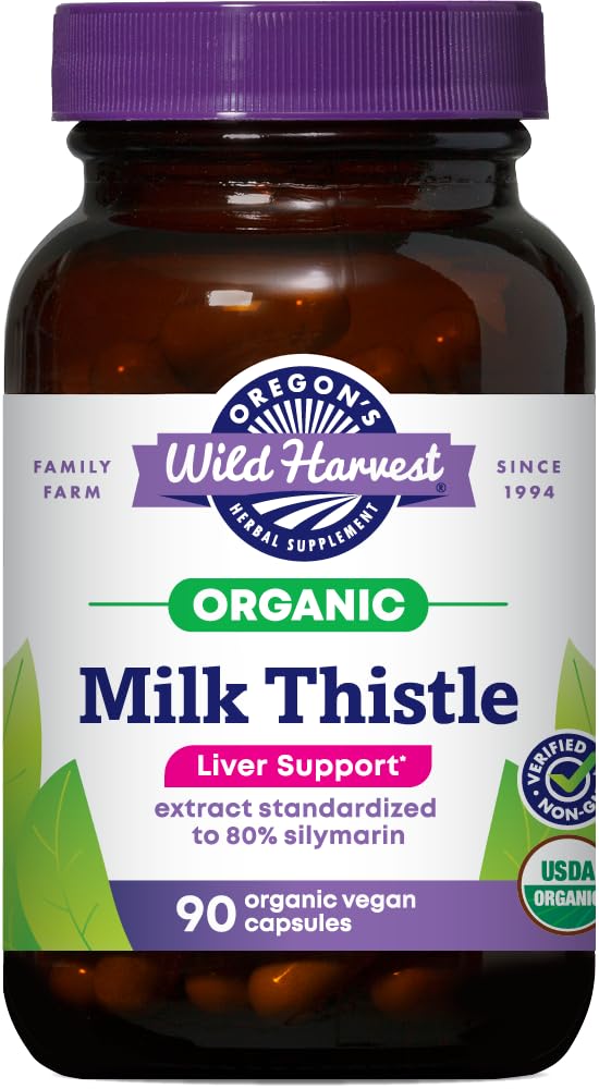 Oregons Wild Harvest Certified Organic Milk Thistle USDA Certified Organic Herbal Supplement, 90 Count