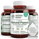 Naturlig Nutra Papaya Chewable Enzymes for digestion og kroppsrensing - støtter digestiv helse, Ease Gastrointestinal Discomfort - Nutrient Absorpsjon og reduserer Bloating - 90 Vegantabletter