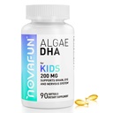 Algal Sourced Omega-3 & DHA Softgels for barn, hjerne, øye og hjerte helse, kognitiv og immunfunksjon, læring, sosial utvikling - ikke-GMO - 200 mg - 45 dagers forsyning - 90 ct
