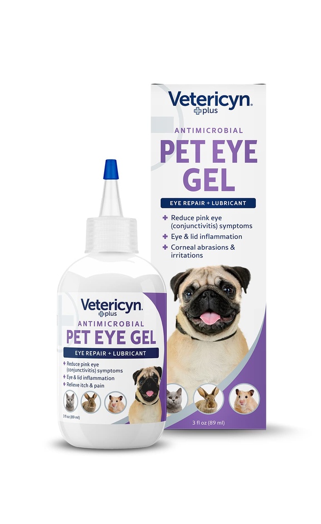 Vetericyn Plus Pet Eye Gel | Hund og Cat Eye Ointment Alternativ til Lubricate og Relieve Eye Irritations og Abrasions, redusere symptomer på rosa øye hos hunder og katter.