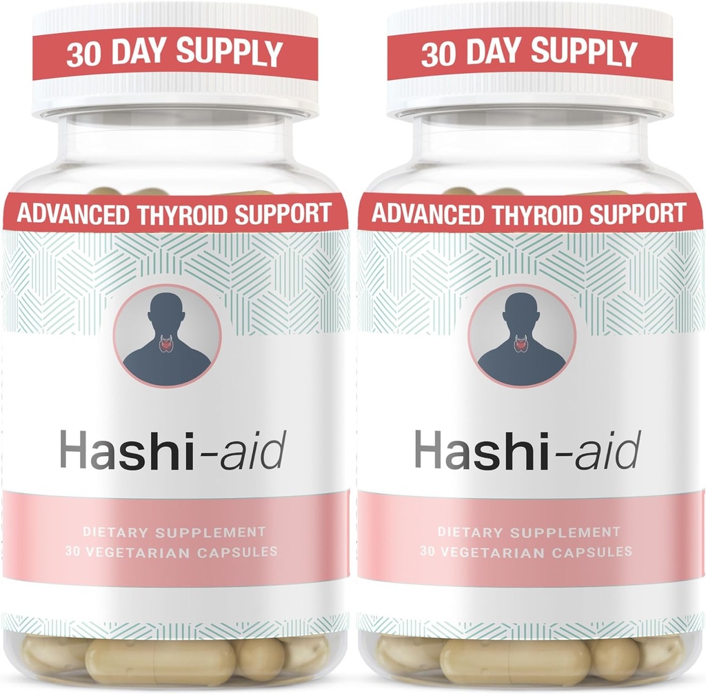 IBDassistTM Hashi Aid Thyroid Support for kvinner og menn - Thyroid Supplement for Hashimotos sykdom og hypothyroidisme* - med Ashwagandha, Selenium, sink, essensielle vitaminer og mer - 30 kapsler (2 pakke)