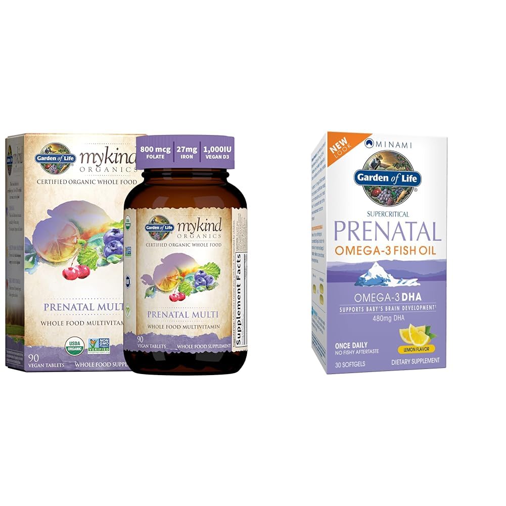 Hage i livet kvinners prenatal multivitamin med vitamin D3, B6, B12, C & jern & Minami naturlig prenatal DHA Omega 3 fiskeolje Supplement Softgels, sitron, 30 greve