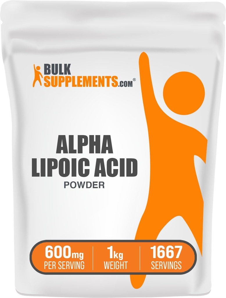 BulkSupplements.com Alpha Lipoic Acid pulver - ALA Supplement, Alpha Lipoic Acid 600 mg - ALA Powder, Glutenfri - 600 mg Alpha-Lipoic Acid per servering, 5kg (11 lbs) (Pack of 5)