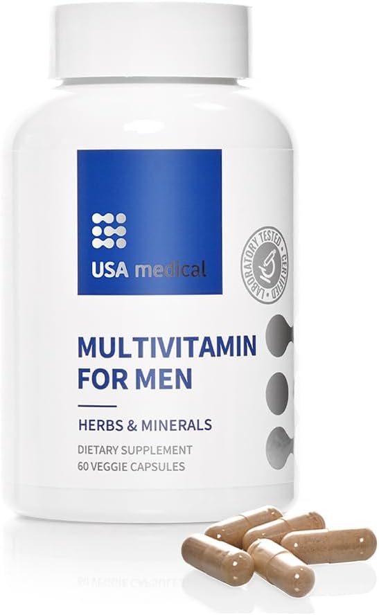 Menns multivitaminkapsler - Komplett vitamin og mineraltilskudd for daglige menns helse med såld Palmetto, Lycopen, og sink - prostata helse, energi og søvn ® 60 kapsler