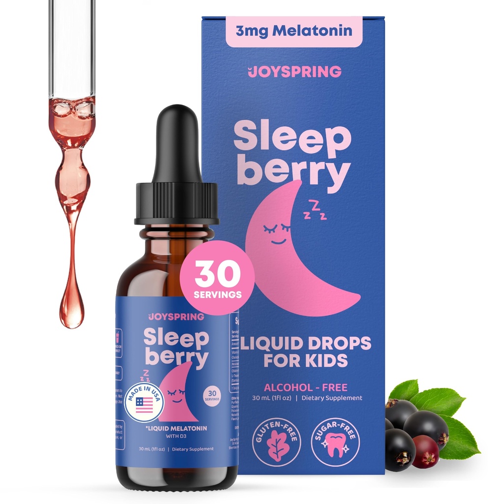 SleepBerry flytende melatonin for barn - naturlig søvnhjelp med eldreberry og vitamin D - øker immunsystemet mens de sover (1 fl oz)