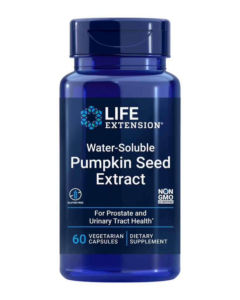 Livsforlengelse Vannløselig Pumpkin Seed Extract, fremmer prostata & urinveistrakt helse, Blader helse støtte, menn, kvinner, glutenfri, ikke-GMO, vegetarisk, 60 kapsler