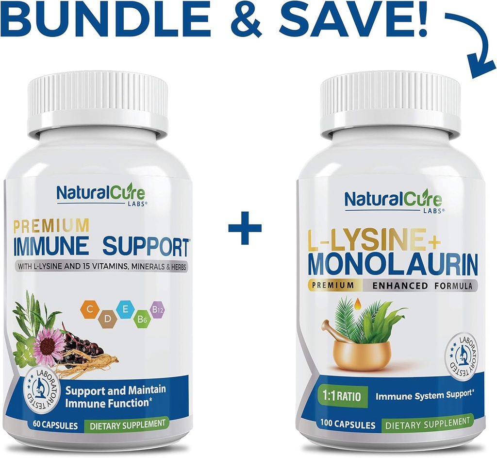 Naturlig Cure Labs Bundle: Immunstøtte + L-Lysine + Monolaurin