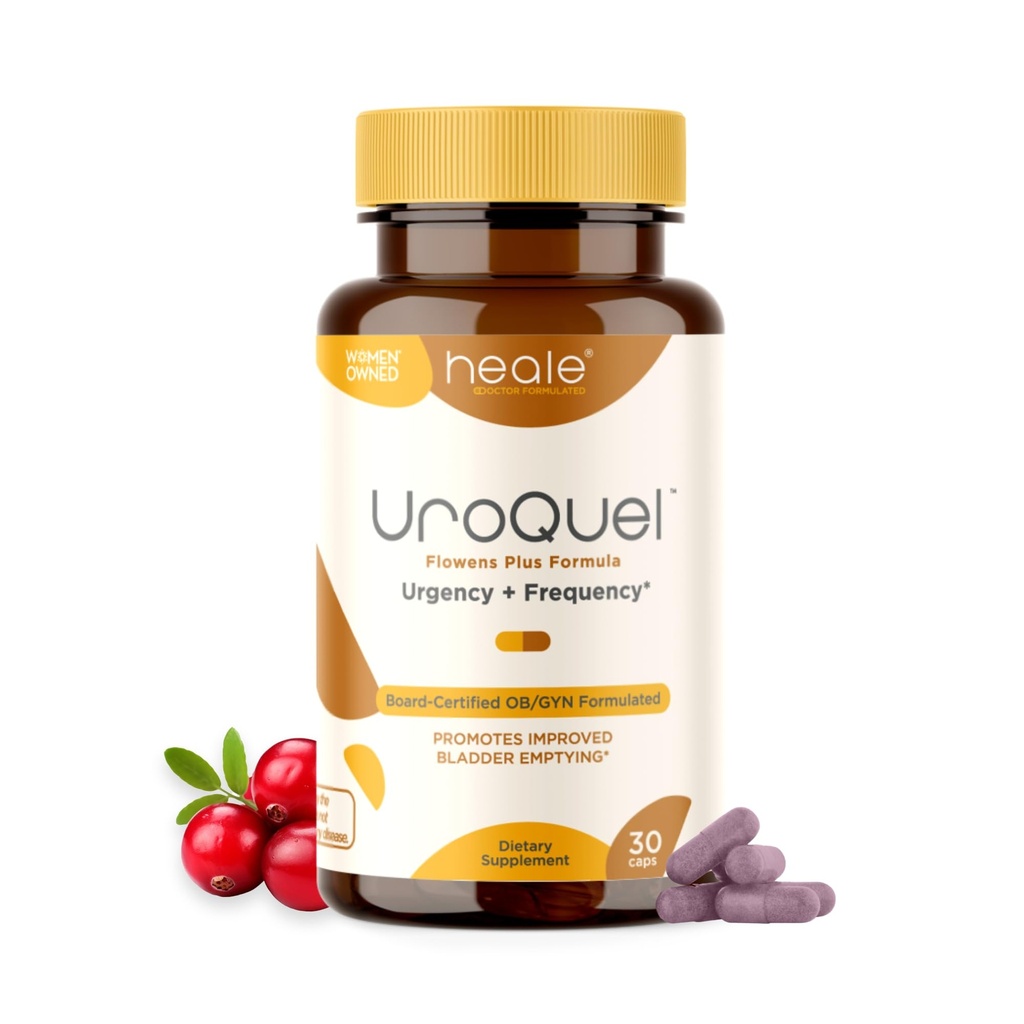 UroQuel - Naturlig Blader Control Cranberry Supplement - Reduser bad Urgency, Frekvens, Inkontinens, med Flowens - OBGYN Formulerte - Cranberry piller for kvinner og menn - av Heale - 30 kapsler