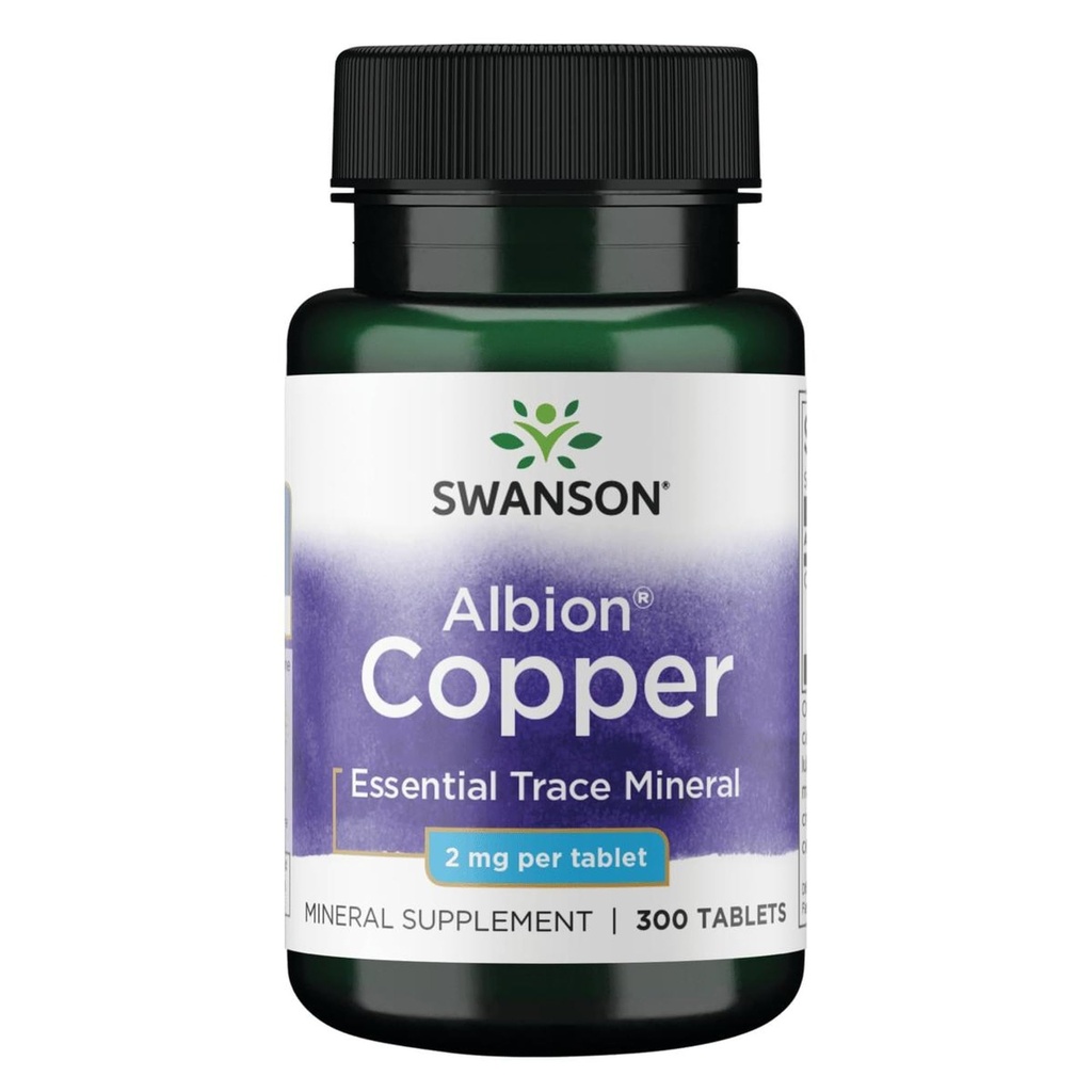 Swanson kobber antioksidant immunsystem rød blodcelle støtte Mineral Supplement (Copper chelat) 2 mg 300 tabs (2 pakke)