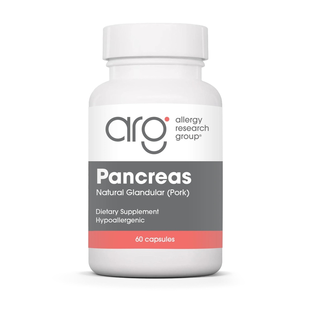 Allergy Forskningsgruppe Pancreas Pork Supplement - Pancreas Natural Glandular, 425mg Pancreatic Enzymes, Digestive Enzymes Amylase, Protease - 60 Count