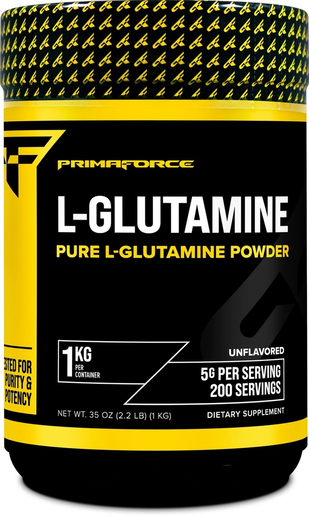 Primaforce L-Glutamine Powder 1000 gram (1 KG) Uflavored - Rent L-Glutamin pulver, 5g per servering, GMO-fri, Glutenfri, 200 Services