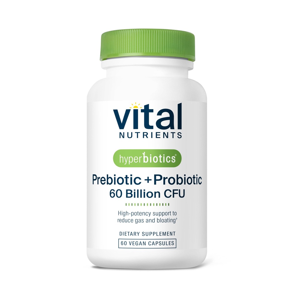 Hyperbiotika Vitalt Næringsstoffer Prebiotiske og probiotiske for kvinner og menn | 60 milliarder CFU | Pre og Probiotika støtter digestiv helse, diarré, gass og buljong | 60 Vegankapsler