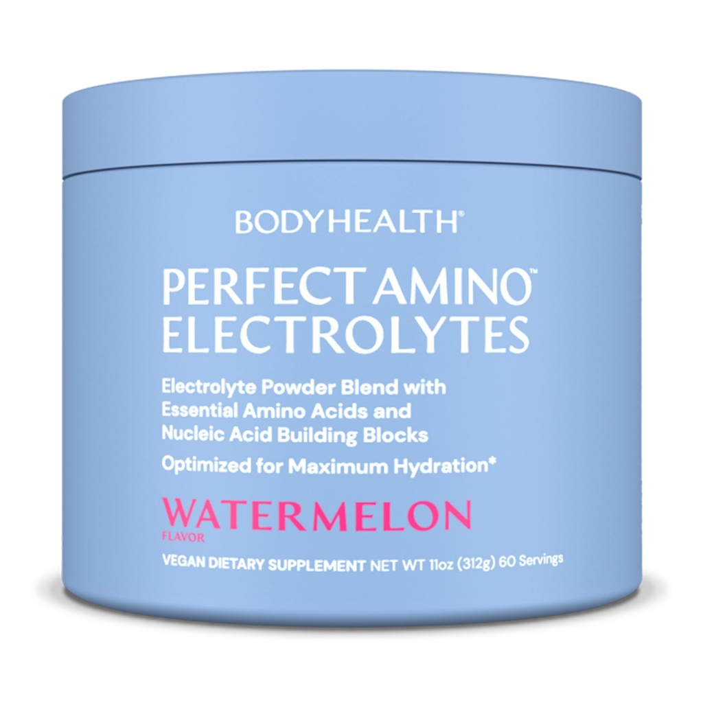 BodyHealth PerfectAmino Electrolytes pulver Ingen Sukker, Keto Sukker Gratis Fasting Electrolytes Drikkemiks, Hydration pulver med spor Mineraler - Vannmelon - 60 Serveringer