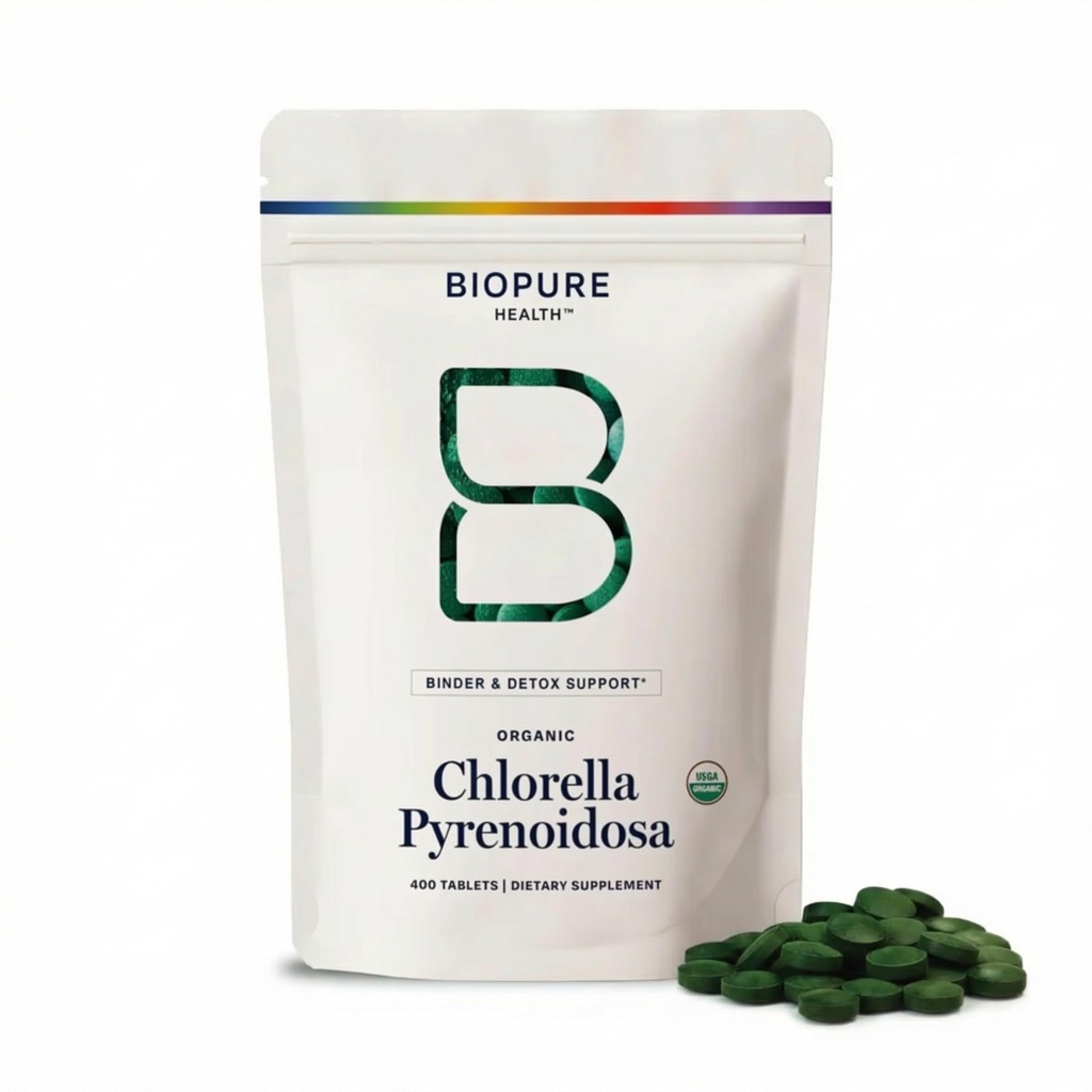 BioPure Chlorella Pyrenoidosa – 100% organisk, cracked-Cell Wall, Nutraceutical Superfood pakket med proteiner, vitaminer, mineraler og aminosyrer som støtter metabolisme, Detox og immunisme – 400 tabletter