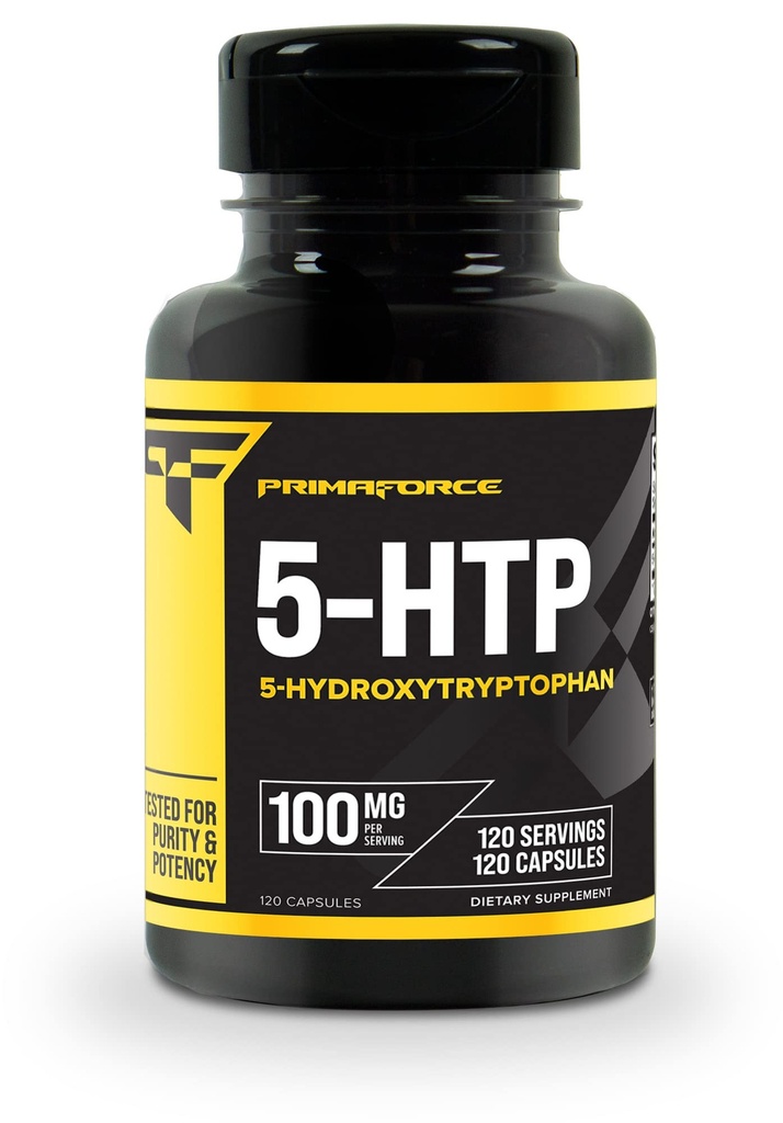 Primaforce 5-HTP 100mg Supplement, 120 kapsler, 100mg Per servering, 5-hydroxytryptophan