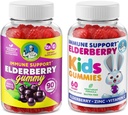 DR. MORITZ Elderbær Gummies for barn og familie immunsystem Booster og helse støtte med svart Sambucus Elderbær ekstrakt - Vitamin og sink herbal immunforsvar Boost Supplement for barn