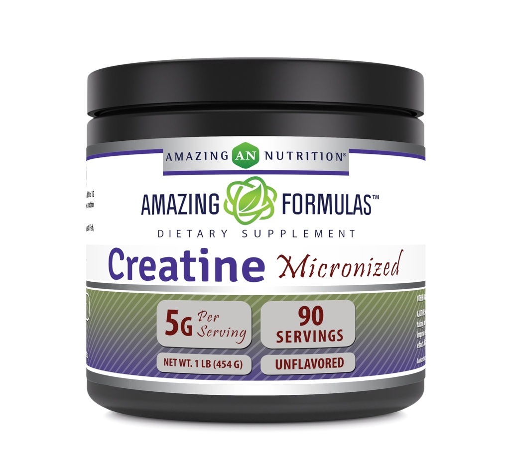 Amazing Formler Mikronisert Kreatin Monohydrat pulver Supplement | 5000 mg Per Serving | Ideell Pre & Post Trening Supplement | Laget i USA (1 LB, Unflavored)