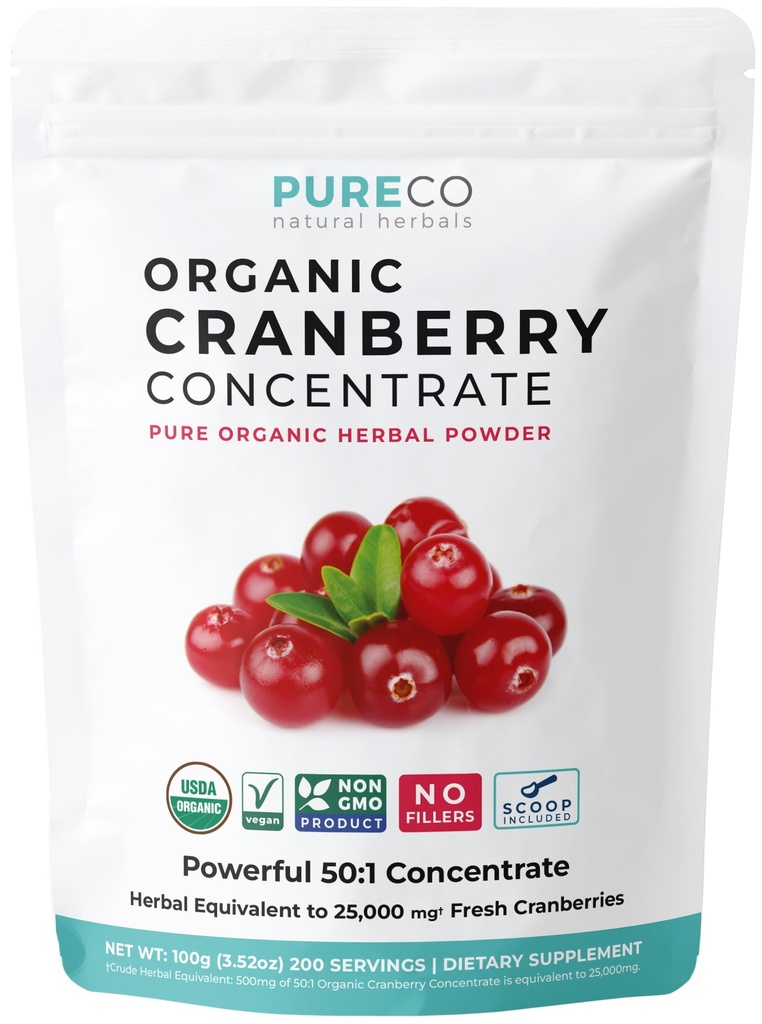 USDA Cranberry Powder Organic Certified - Økologisk Cranberry Juice Konsentrat Støtte Urin Tract Health for kvinner og menn - ren Berry Koncentrat Vegansk ikke-GMO & Filler Gratis (200 Serveringer)