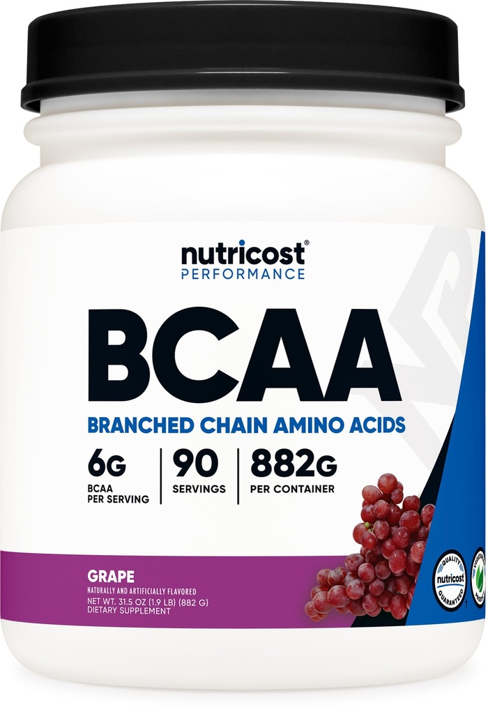 Nutricost BCAA pulver (Grape, 90 Serveringer) - Optimal 2:1:1 forhold, vegetarisk, ikke-GMO