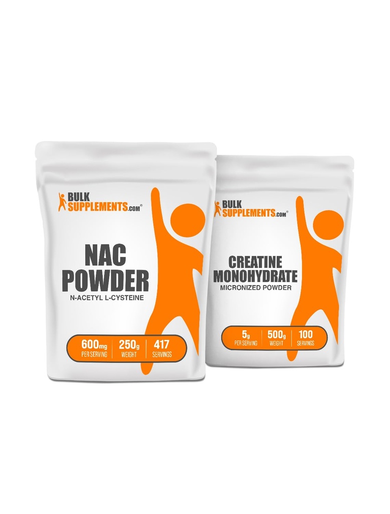 BulkSupplements NAC (N-Acetyl L-cystein) 250g + Kreatin 500g Bundle