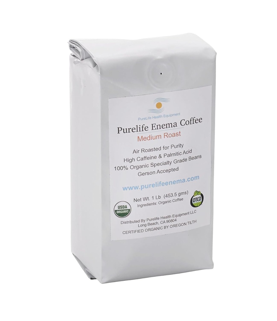 Purelife Organic Enema Kaffe-Medium Air Roast - Lab testet - Mold / Mycotoxin gratis - Anbefalt av Gerson - Pre-Ground